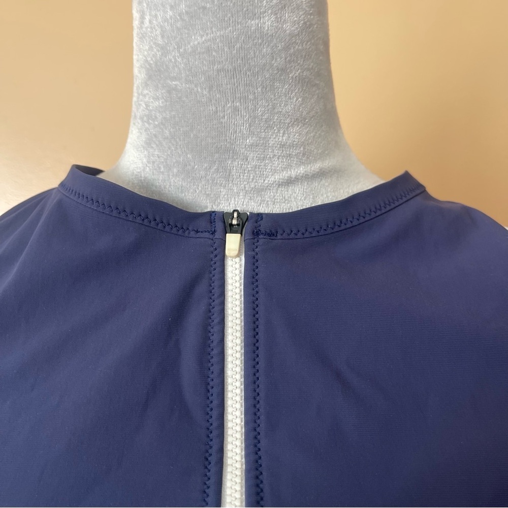 Athleta Navy Blue High Neck Zip Bikini Top Sports Bra size large - Picture 6 of 7